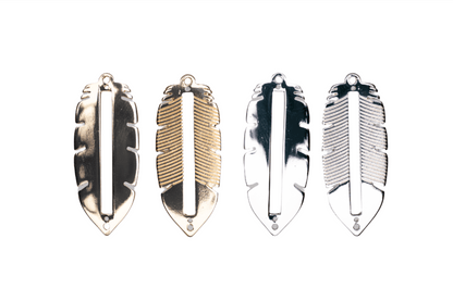 33mm x 13.5mm Centerline Seed Bead Feather Charm - Made of plated zinc - Sold individually - K154