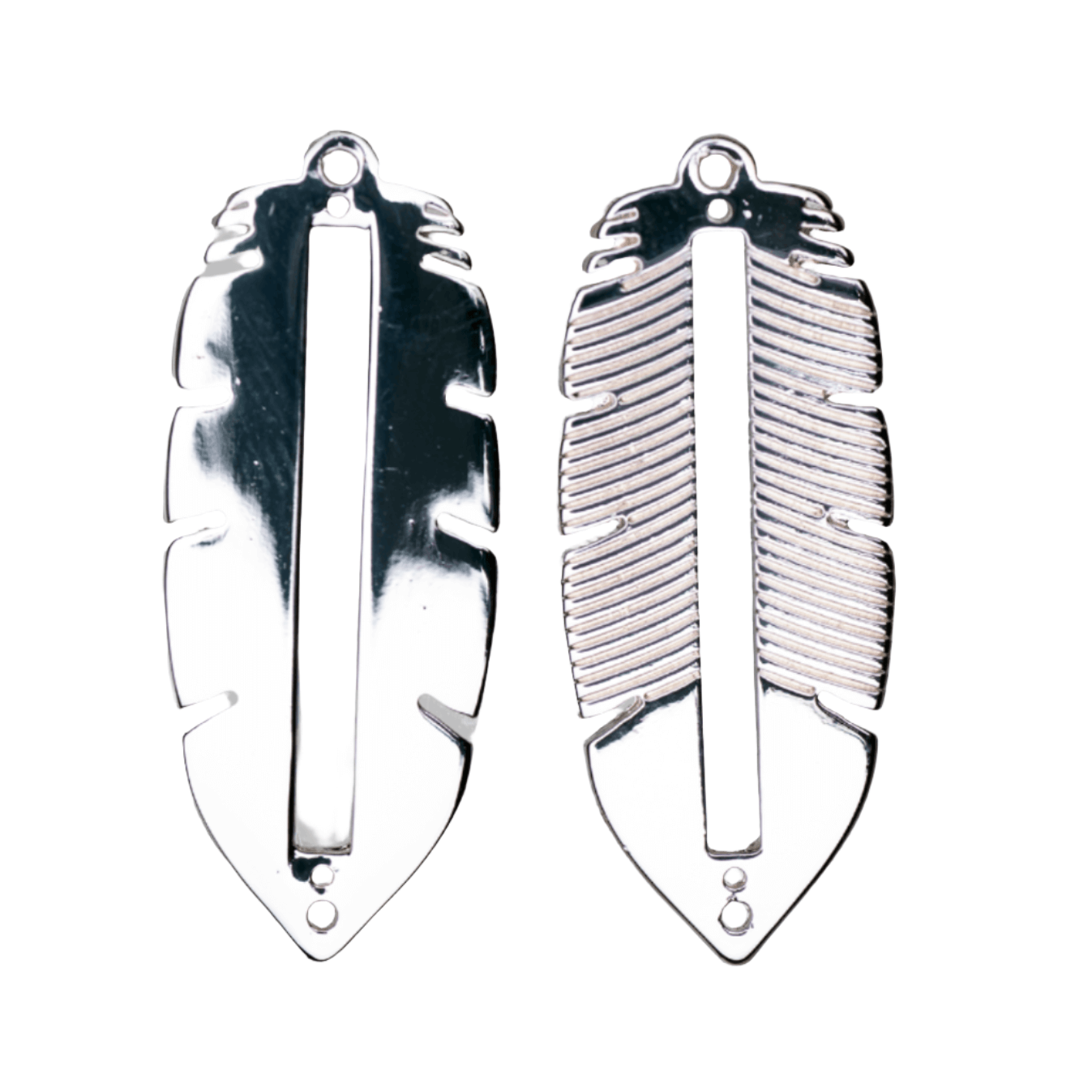 33mm x 13.5mm Centerline Seed Bead Feather Charm - Made of plated zinc - Sold individually - K154