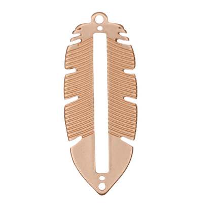 33mm x 13.5mm Centerline Seed Bead Feather Charm - Made of plated zinc - Sold individually - K154