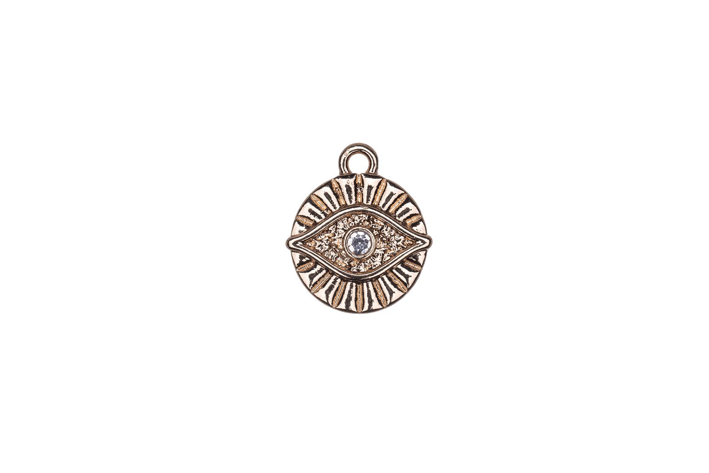 3.25mm Cubic Zirconia Round Eye Charm - Made of plated zinc - Sold individually - K159