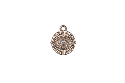 3.25mm Cubic Zirconia Round Eye Charm - Made of plated zinc - Sold individually - K159