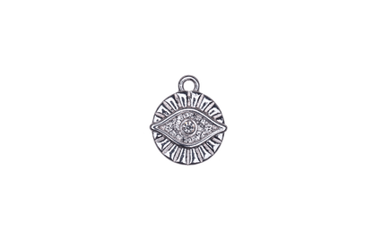 3.25mm Cubic Zirconia Round Eye Charm - Made of plated zinc - Sold individually - K159