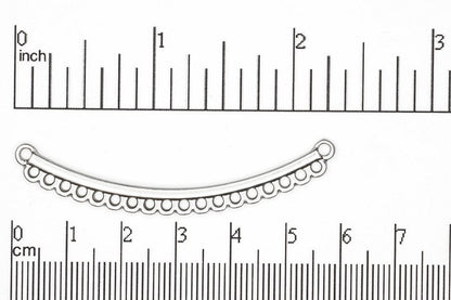 20 Hole Collar Pendant - 57.5mm Curved Bar with 2 Loops - Made of Pewter - K90 - Available in Satin Hamilton Gold & Satin Rhodium Silver