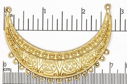 70mm Curved Ornate Collar Pendant - Made of Pewter - Satin Rhodium Silver and Satin Hamilton Gold Finishes - Sold by the Piece - K93