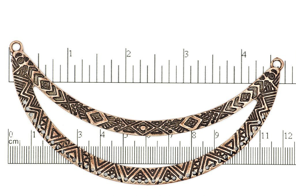 119mm Detailed Double Collar Pendant - With 43 Holes - Made of Pewter - Sold by the Piece - Multiple Finishes - K95