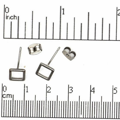 7mm Square Post Earring - Earnut Included - Satin Rhodium Silver and Satin Hamilton Gold Finishes - Sold by the Piece - KE-11