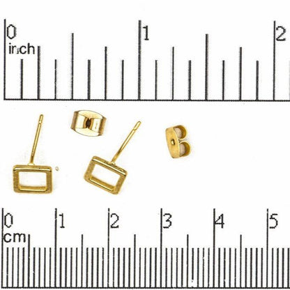 7mm Square Post Earring - Earnut Included - Satin Rhodium Silver and Satin Hamilton Gold Finishes - Sold by the Piece - KE-11
