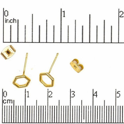 8mm Hexagon 21 Gauge Post Earring - Earnut Included - Sold by the Piece - KE-16