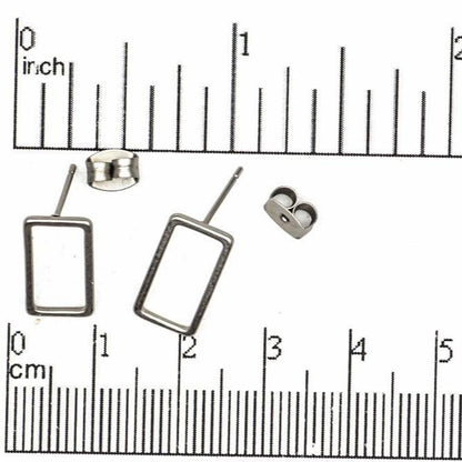 15mm x 8mm Rectangular Post Earring - Earnut Included - Satin Rhodium Silver and Satin Hamilton Gold Finishes - Sold by the Piece - KE-17