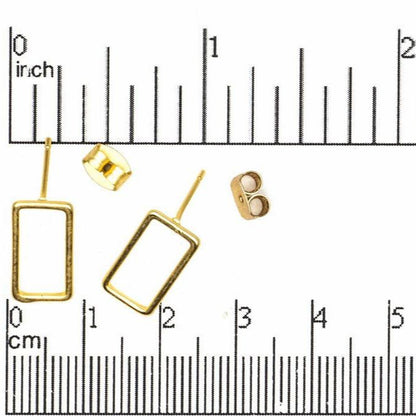 15mm x 8mm Rectangular Post Earring - Earnut Included - Satin Rhodium Silver and Satin Hamilton Gold Finishes - Sold by the Piece - KE-17