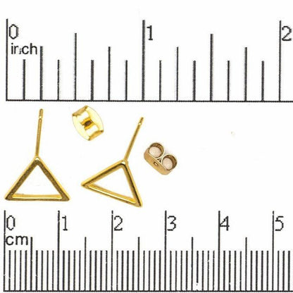11mm Triangle Earring with 21 Gauge Post - Nickel-Free - Earnut Included - Sold Individually - KE-19