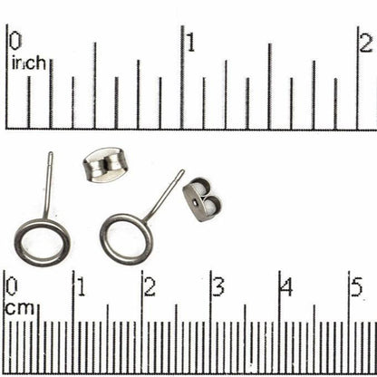 8mm Circle Post Earring - Earnut Included - Electro-Plated - Satin Rhodium Silver and Satin Hamilton Gold - Sold by the Piece - KE-20