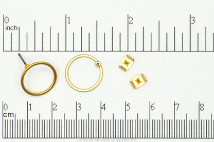 15mm Round Hoop Post Earring - Earnut Included - Available in 4 Finishes - Sold by the Piece - KE-21
