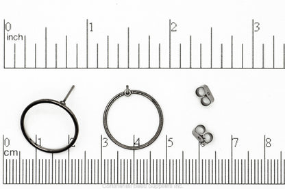 18mm Round Hoop Post Earring - Earnut Included - Available in 4 Finishes - Sold by the Piece - KE-22