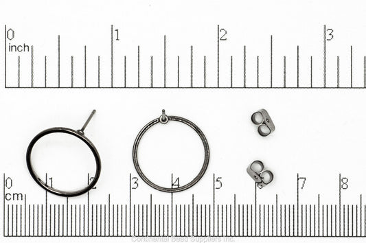 18mm Round Hoop Post Earring - Earnut Included - Available in 4 Finishes - Sold by the Piece - KE-22