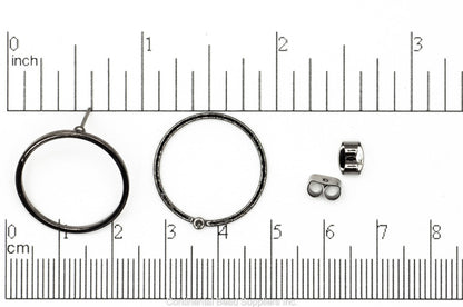 21mm Round Hoop Post Earring - Earnut Included - Available in 4 Finishes - Sold by the Piece - KE-23
