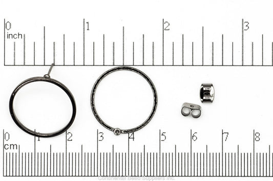 21mm Round Hoop Post Earring - Earnut Included - Available in 4 Finishes - Sold by the Piece - KE-23