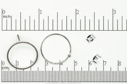 21mm Round Hoop Post Earring - Earnut Included - Available in 4 Finishes - Sold by the Piece - KE-23