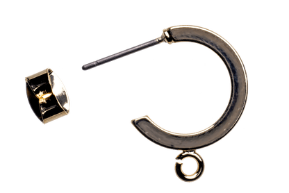 15mm Round Hoop Post Earring with Loop and Earnut Available in Silver & Gold- KE-31