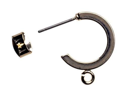 15mm Round Hoop Post Earring with Loop and Earnut Available in Silver & Gold- KE-31