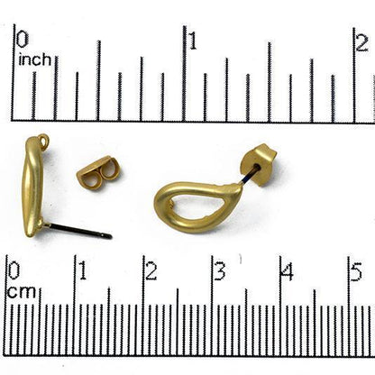 Teardrop Earring Posts w/ Earnut - Matte Silver & Gold - Per Piece