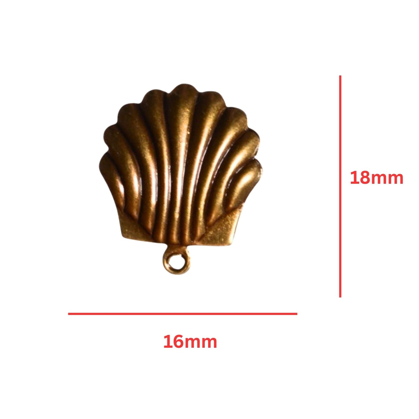 Seashell Charm Stamping Double Sided - Antique Brass