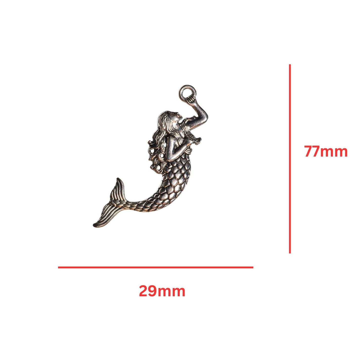 Mermaid Charm Pendant - Silver