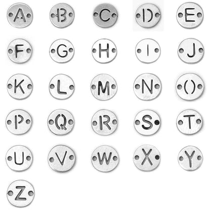 Letter Charms 6mm Alphabet Round Connectors - No Fade Gold & Silver - Per Piece