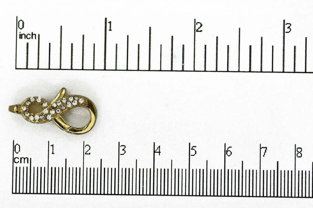 Pavé Crystal Infinity Lobster Clasp 25x11.5mm - Elegant Symbolic Closure for Jewelry, Style CL/29