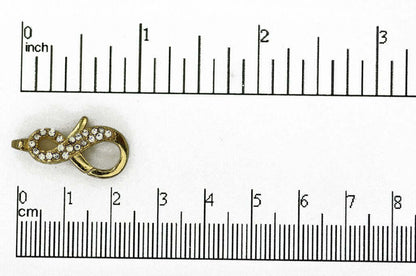 Pavé Crystal Infinity Lobster Clasp 25x11.5mm - Elegant Symbolic Closure for Jewelry, Style CL/29