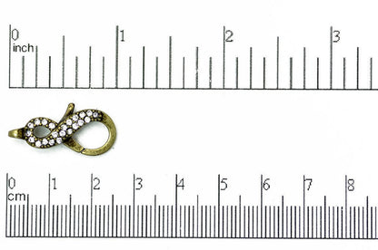 Pavé Crystal Infinity Lobster Clasp 25x11.5mm - Elegant Symbolic Closure for Jewelry, Style CL/29