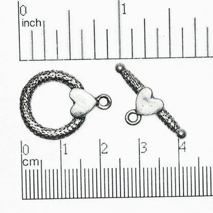 23mm x 18mm Loop, 25.5mm Bar Rope & Heart Toggle - Made of Pewter - Sold Individually - CBS945