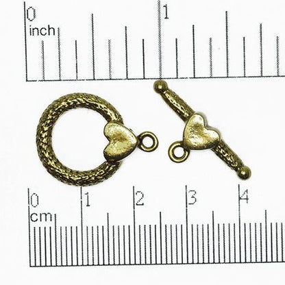 23mm x 18mm Loop, 25.5mm Bar Rope & Heart Toggle - Made of Pewter - Sold Individually - CBS945
