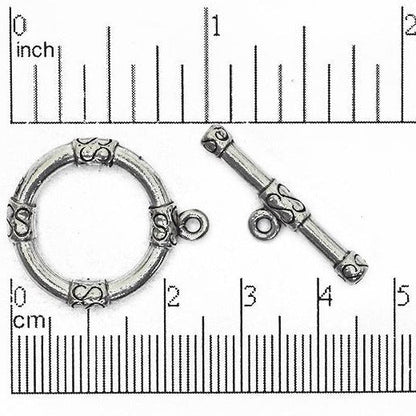 26.5mm x 22mm Loop and 28mm Bar Ornate Toggle - Made of Pewter - Sold as a Set - CBS1844