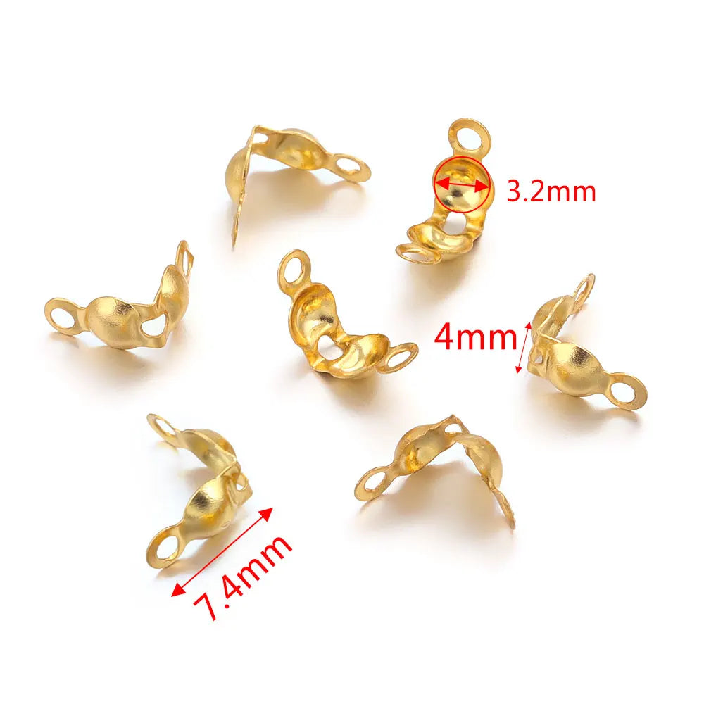 Clamshell Bead Tip End Cap 3.2mm in Non Tarnish Gold - Sold Per Piece