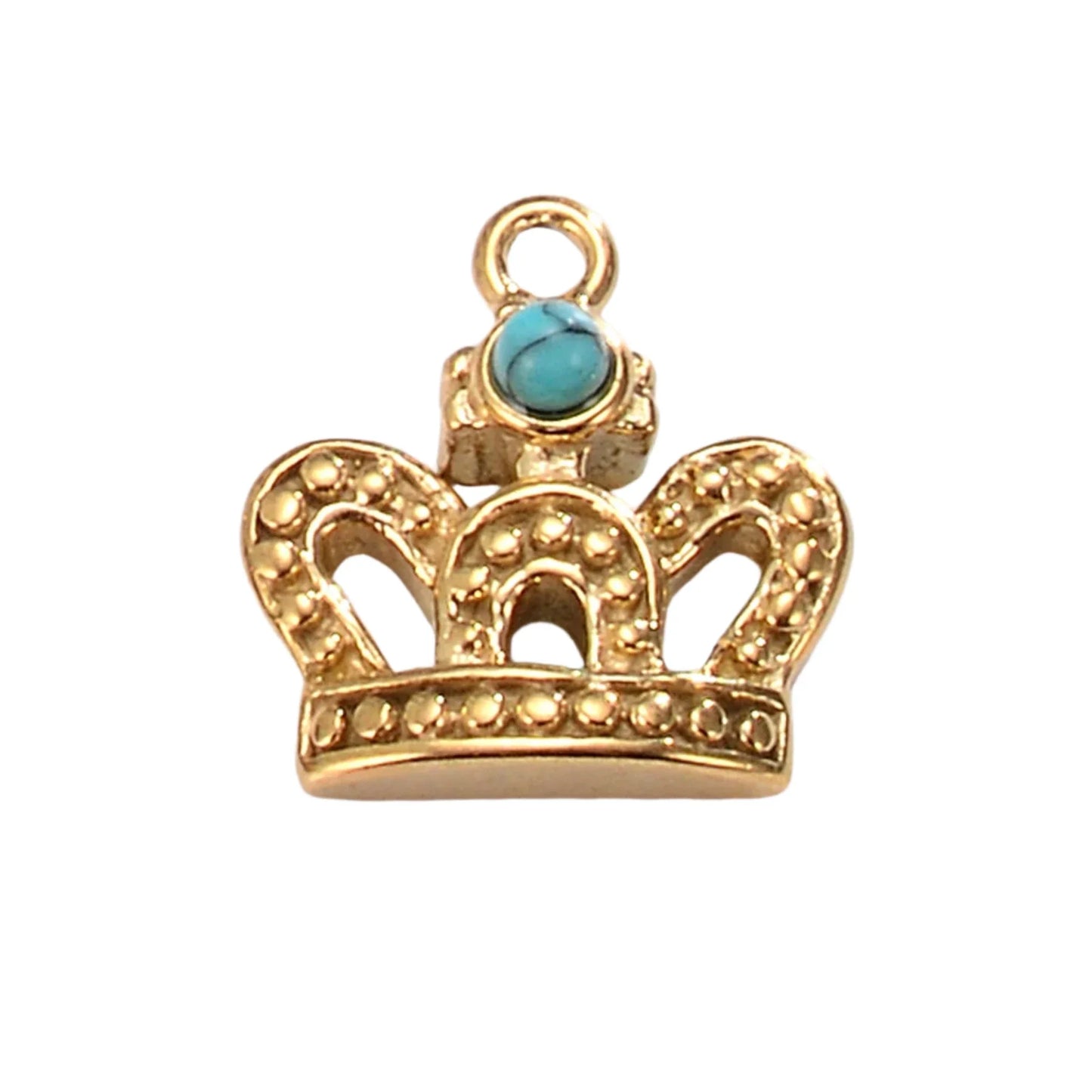Non Tarnish Charms in Gold Crown, Moon or Heart - Sold Per Piece