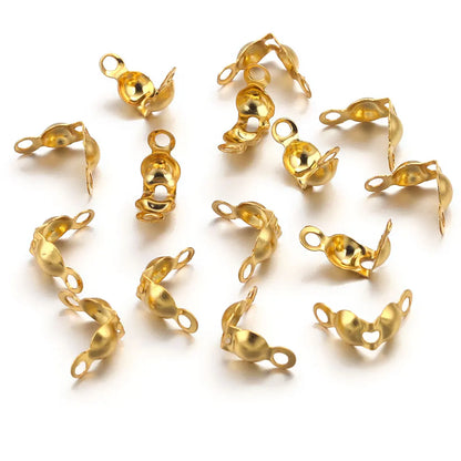 Clamshell Bead Tip End Cap 3.2mm in Non Tarnish Gold - Sold Per Piece