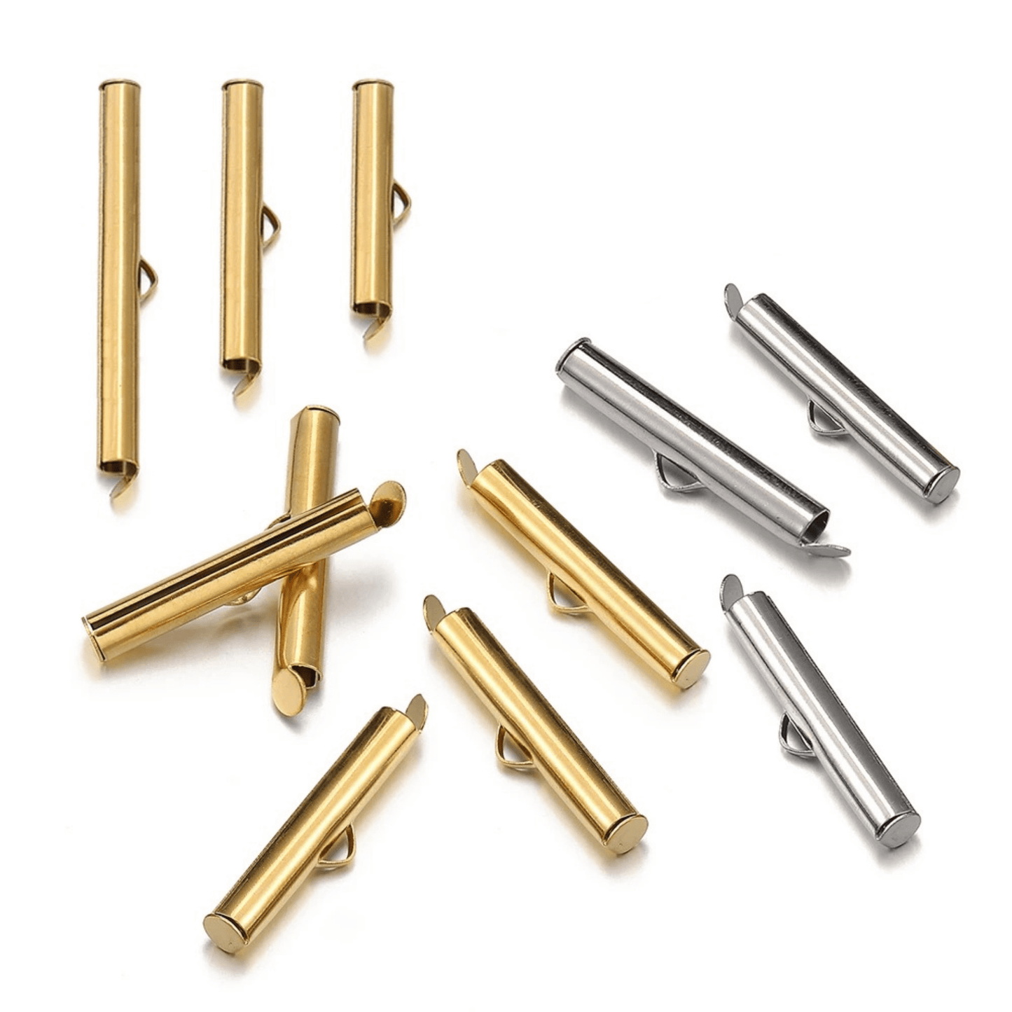 Slide Tubes for Seed Beads Bracelets Sold Individually Silver & Waterproof Gold