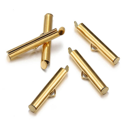 Slide Tubes for Seed Beads Bracelets Sold Individually Silver & Waterproof Gold