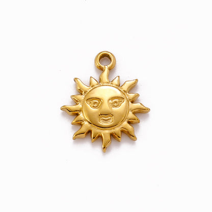 Sun Smiley Face Charm - 15mm x 18mm - Silver & Gold - Per Piece