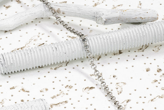 4mm  (Inside diameter 3.25mm) Stainless Steel Rolo Chain sold by the Foot - CH 132SS