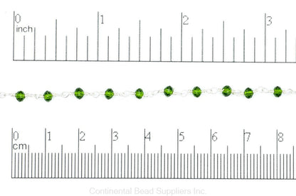 3.5mm Fire Polished Glass Beaded Rosary Specialty Chain sold by the Foot available in Multiple Colors - CH 151
