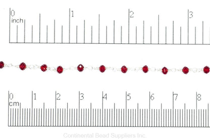 3.5mm Fire Polished Glass Beaded Rosary Specialty Chain sold by the Foot available in Multiple Colors - CH 151