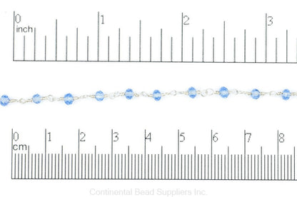 3.5mm Fire Polished Glass Beaded Rosary Specialty Chain sold by the Foot available in Multiple Colors - CH 151