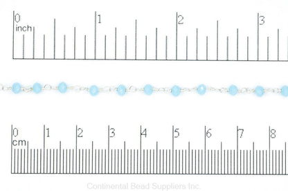 3.5mm Fire Polished Glass Beaded Rosary Specialty Chain sold by the Foot available in Multiple Colors - CH 151