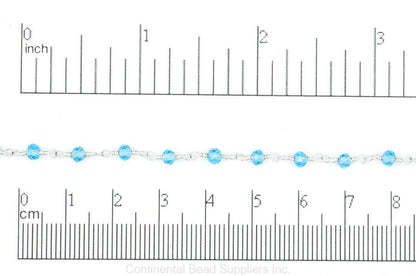 3.5mm Fire Polished Glass Beaded Rosary Specialty Chain sold by the Foot available in Multiple Colors - CH 151