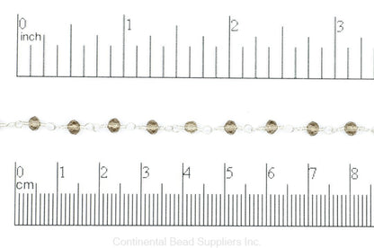 3.5mm Fire Polished Glass Beaded Rosary Specialty Chain sold by the Foot available in Multiple Colors - CH 151