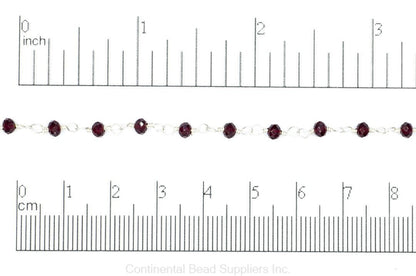 3.5mm Fire Polished Glass Beaded Rosary Specialty Chain sold by the Foot available in Multiple Colors - CH 151