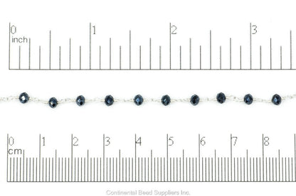 3.5mm Fire Polished Glass Beaded Rosary Specialty Chain sold by the Foot available in Multiple Colors - CH 151