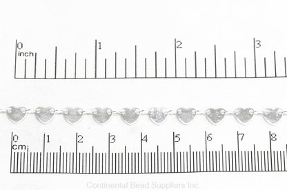 6mm x 5.5mm Flat Heart Chain - Made of Brass - Sold by the Foot